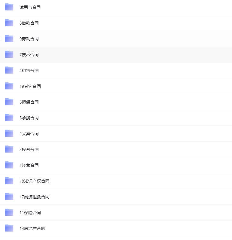 分类整理的各类合同模板下载 18 分类整理的各类合同模板下载