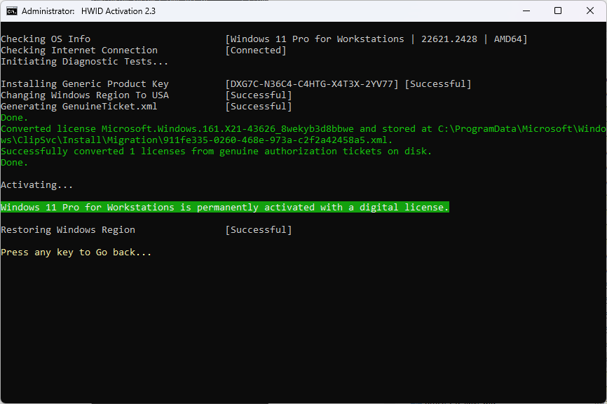 MAS_HWID 放在MS 自家的 GitHub 上的 Windows/Office激活脚本,Microsoft 激活脚本 (MAS)