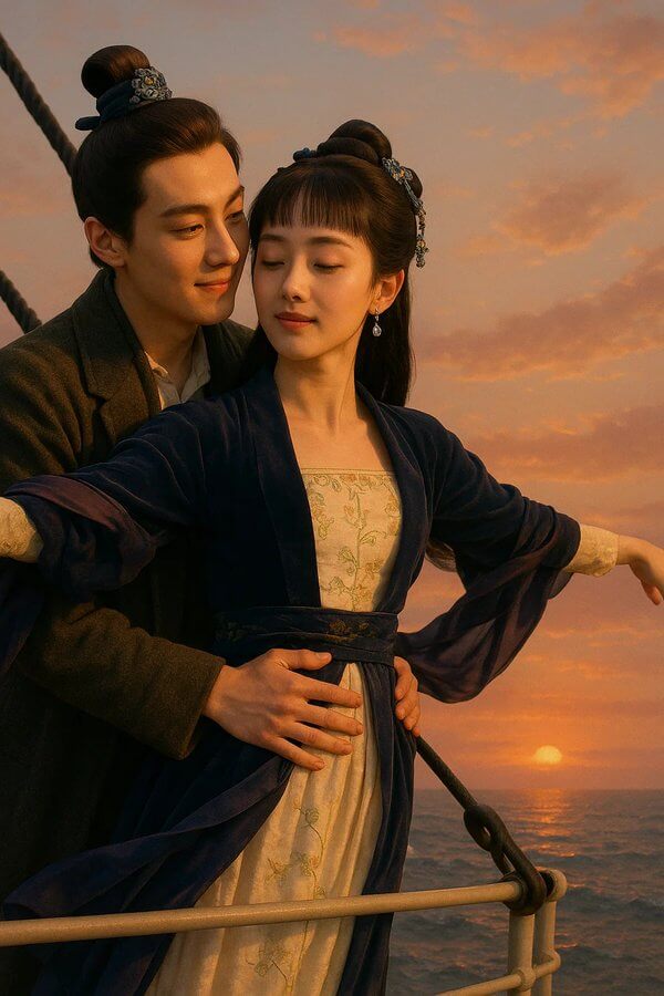 模仿泰坦尼克号经典画面-1 精选AI Prompt提示词示例：激发你的创作灵感（持续更新）