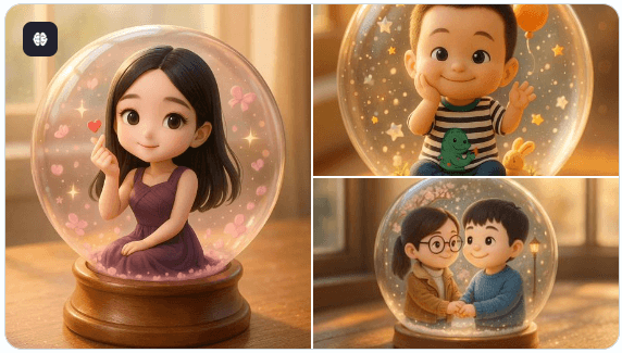 将照片人像化作梦幻水晶玻璃球-1 精选AI Prompt提示词示例:激发你的创作灵感(持续更新)