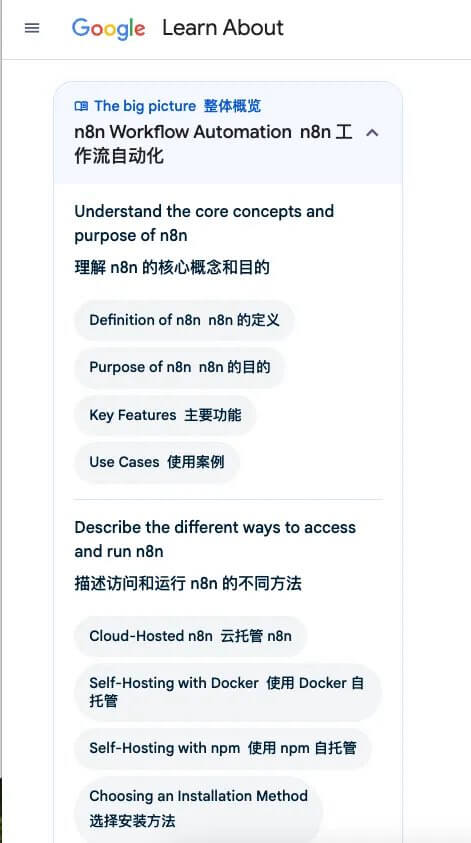 learn4-1 Google Learn About教程：AI学习神器，从零掌握n8n或其他知识