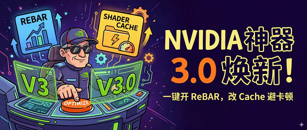 NVIDIA Profile Inspector 3.0 界面焕新！老司机必备：一键强制 ReBAR、改 Shader Cache 大小避卡顿