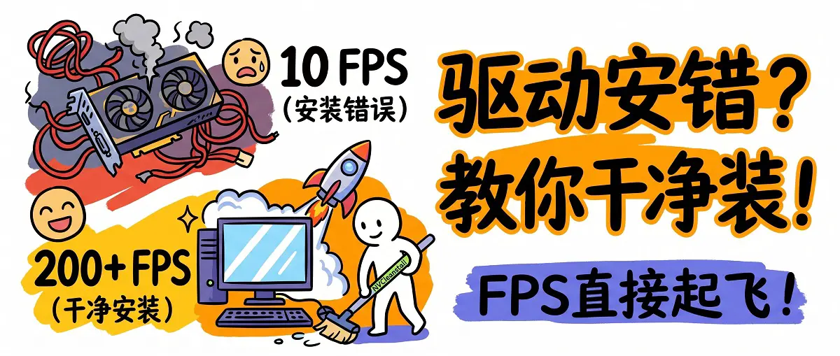 NVIDIA驱动安装错了？教你用NVCleanstall干净安装 + 优化设置，FPS直接起飞