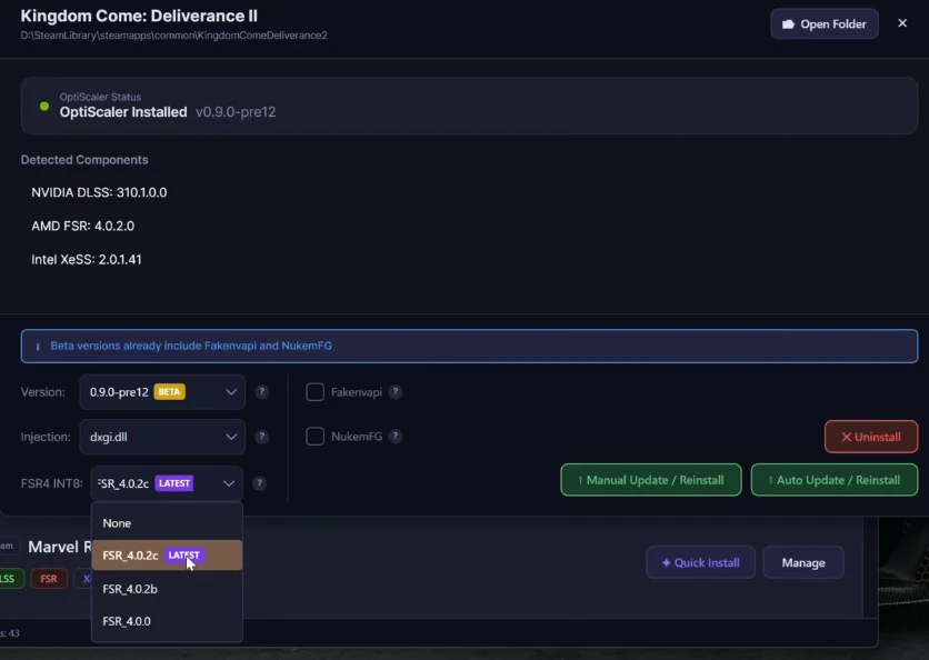 再见手动复制DLL!Optiscaler Client 让 GTX 1080 / RX 6700 轻松用上 FSR4 INT8 6 processed 2026 04 03 155204