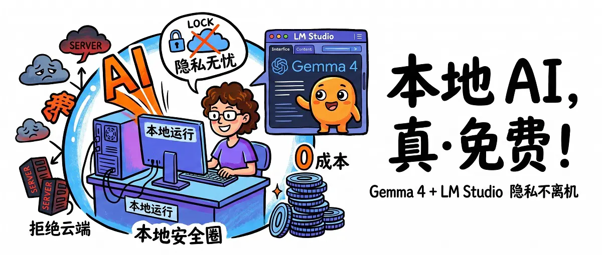 Gemma 4 + LM Studio 完整教学：本地 AI 免费跑，隐私数据不离机