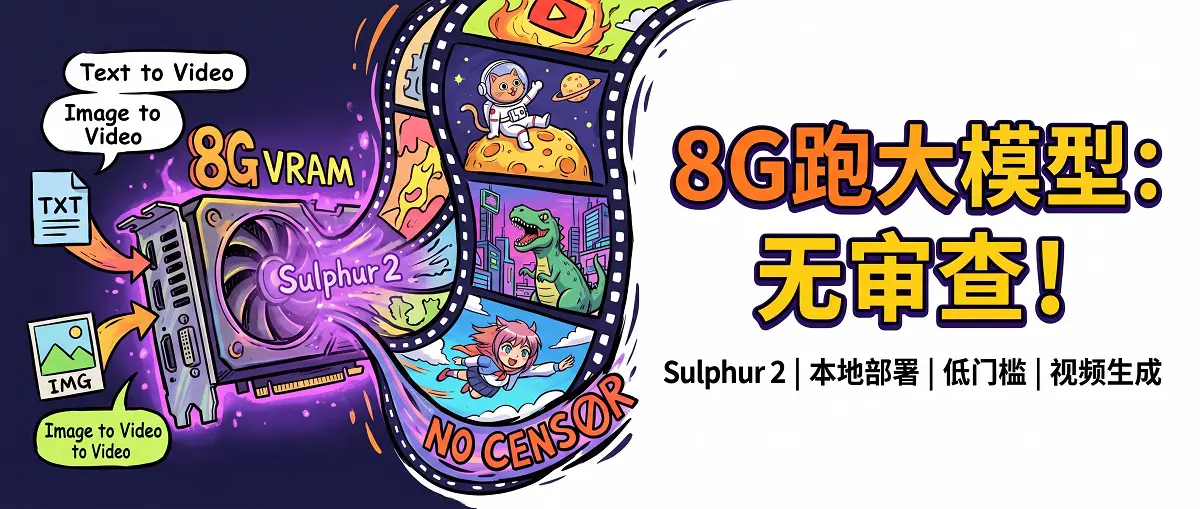 Sulphur 2 本地部署教程：8G显存跑无审查AI视频模型（文生视频+图生视频）