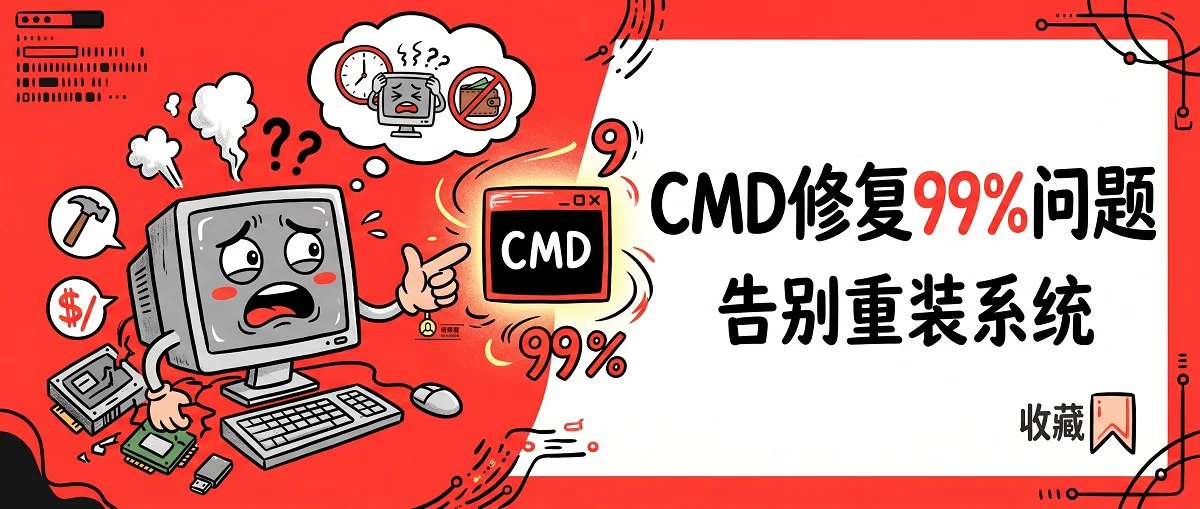 别着急重装系统！9个Windows内置CMD命令快速修复断网、崩溃、慢速